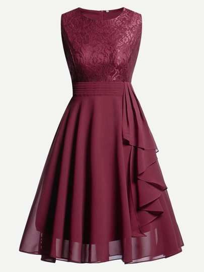 Holywin Damen /Ärmellose Formale Damen Damen Hochzeit Brautjungfer Spitze langes Kleid