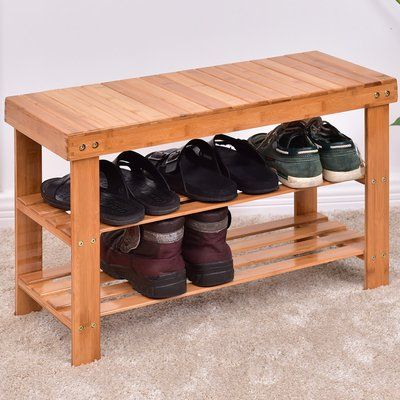 Rebrilliant 6 Pair Shoe Rack Finish Walnut Bamboo Shoe Rack Shoe Rack Organization Shoe Rack