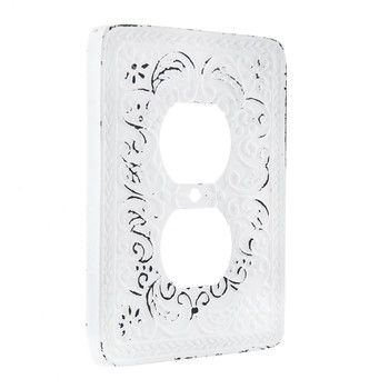 Distressed White Scroll Metal Outlet Cover Hobby Lobby 1481514 Outlet Covers Outlet Covers Decorative Distressed White