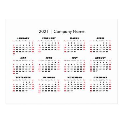 Simple Modern 2021 Calendar Company Name Postcard Zazzle Com 2021 Calendar Company Names Magnetic Business Cards 2021 postcard calendar printable