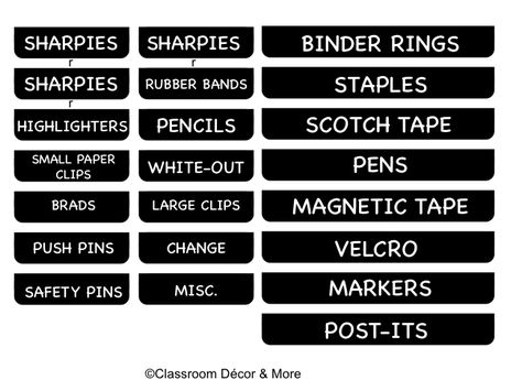 Teacher toolbox labels list