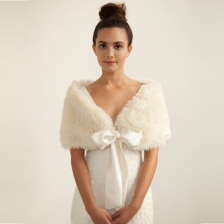 Ivory Faux Fur Bridal Stole With Long Pile Wedding Ivory Faux Fur Bridal Stole With Long Pile Wedding And