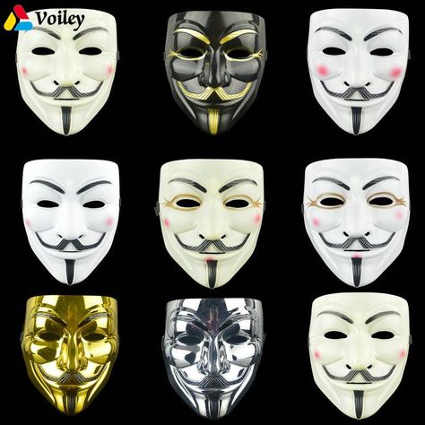 V For Vendetta Mask Guy Fawkes Anonymous Halloween Party Fancy Dress Costumes