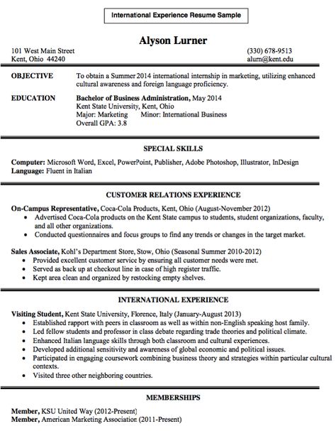 International Experience Resume Sample - resumesdesign - resume excel skills International Experience Resume Sample - resumesdesign - resume excel skills