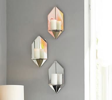 Dibor Wall Candle Holder Set Of 2 Mirrored Vintage Sconces Home Kitchen Candles Holders Dibor Wall Candle Holder Set Of 2, Mirror Candle Holder Wall