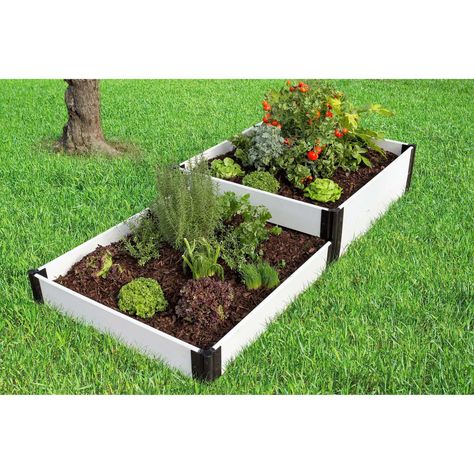Frame It All White Composite Terraced Multi Level Raised Garden - Frame It All White Composite Raised Garden Bed Kit Frame It All White Composite Terraced Multi Level Raised Garden - Frame It All White Composite Raised Garden Bed Kit