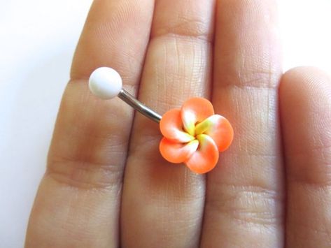2pcs Plumeria Belly Button Ring belly button piercing navel ring body piercing 2pcs Plumeria Belly Button Ring belly button piercing navel ring body piercing