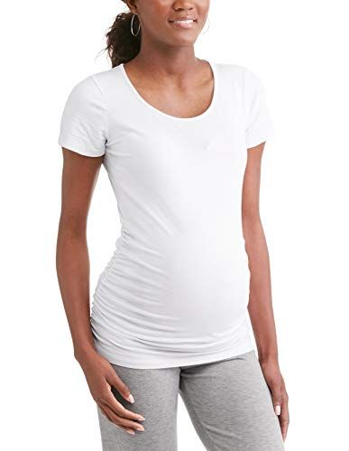 Available in Plus Sizes RUMOR HAS IT Maternity Ruched Sides Scoop Neck Short Sleeve T-Shirt Top