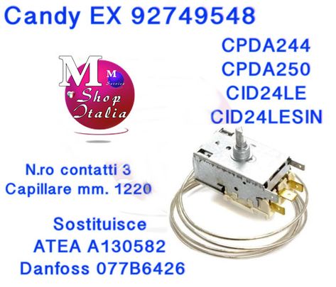 Termostato Frigo 92749548 Candy Hoover CPDA244 CPDA250 CID24LE CID24LESIN