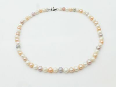 9-10 mm Genuine Natural 3 Color Freshwater Cultured Pearl Bracelet Bangle 7.5/"