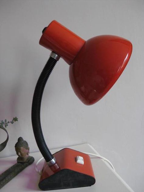 Retro vintage oranje verstelbare bureaulamp uit de ...