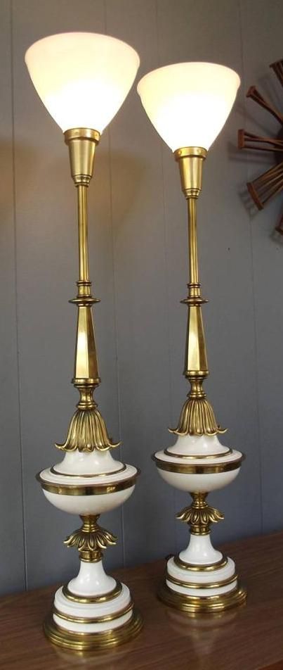 Pair Of Elegant Stiffel Torchiere Lamps Vintage Lamp Pair Of Elegant Stiffel Torchiere Lamps, Stiffel Torchiere Glass Lamp Shades