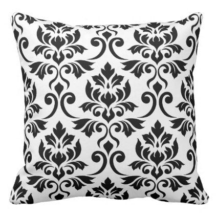 Damask Big Pattern Black Throw Pillow Black n White Damask Throw Pillow