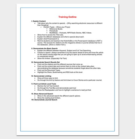 training outline template
