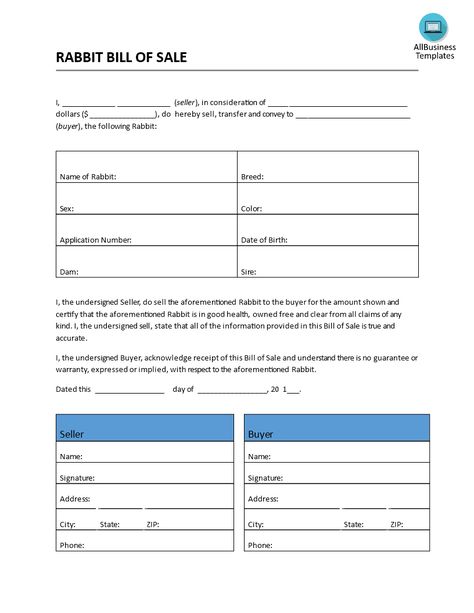 Rabbit Bill Of Sale - Download this Bill of Sale for a Rabbit if - bill of sale contract template Rabbit Bill Of Sale - Download this Bill of Sale for a Rabbit if - bill of sale contract template