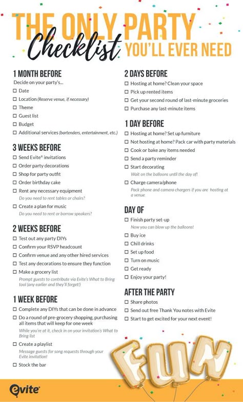 The Only Party Checklist You’ll Ever Need. Seriously. Planning a party? Download our ultimate party planning checklist to guide you through your hosting duties, so when the day of the party comes, you can sit back, relax, and enjoy with your guests! Party Planning Business, Event Planning Checklist, Planning Quotes, Wedding Planning, Party Planner Checklist, 21st Birthday Checklist, House Party Checklist, Holiday Party Checklist, Birthday Plan Ideas