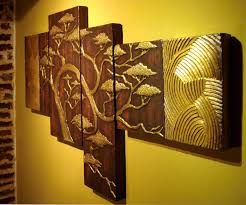 Resultado De Imagen Para Como Hacer Cuadros Tripticos Con Relieve Clay Wall Art Simple Acrylic Paintings Painted Paneling