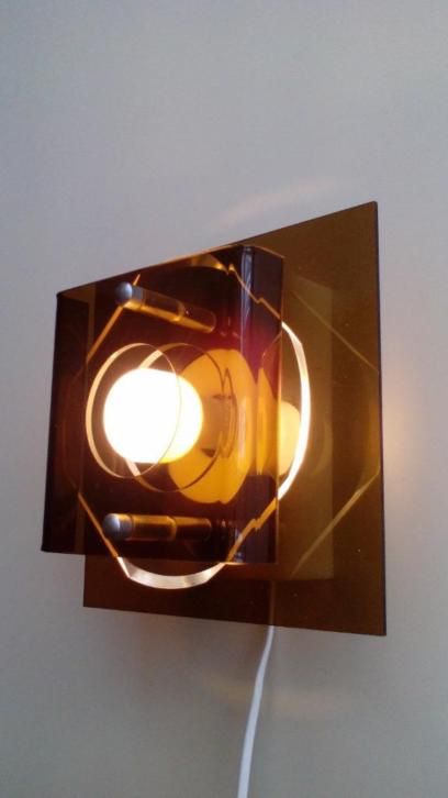 wandlamp, plexiglas, Raak Amsterdam, retro, seventies ...