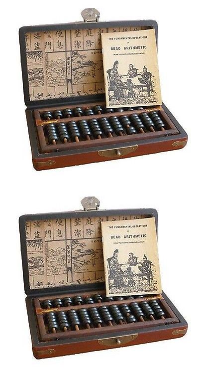 Chinese HAND dragon phoenix leather wood box with a abacus inside