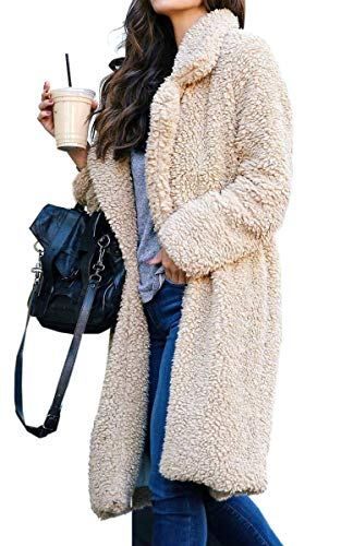 Women Winter Casual Hooded Cardigan Coat Fuzzy Fleece Open Front Winter Fashion Warm Plus Size Long Jacket Coats