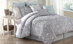 4 Pieces Bedding Sets Cotton Bedroom Comforters EO10-1988 Damask Teal Green Echo Design Sterling King Size Bed Comforter Set 4 Pieces Bedding Sets Cotton Bedroom Comforters EO10-1988 Damask Teal Green Echo Design Sterling King Size Bed Comforter Set