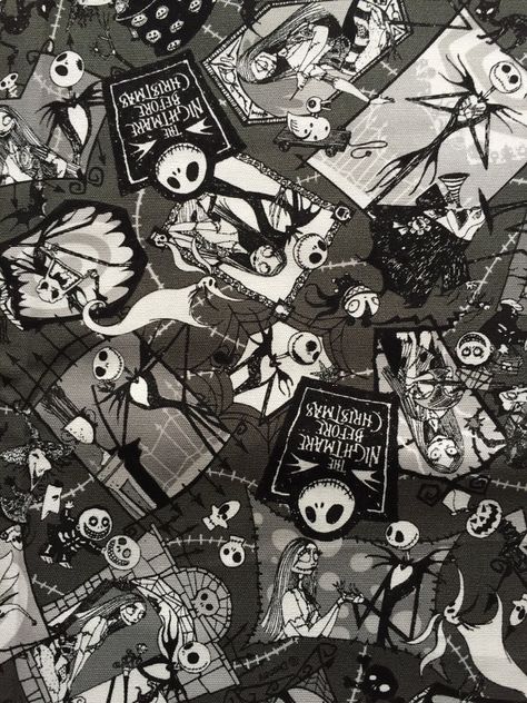 Nightmare Before Christmas fabric gray color one yard Disney anime