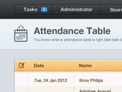 Attendance Interface design, Ui ux and Ui design - attendance list Attendance Interface design, Ui ux and Ui design - attendance list