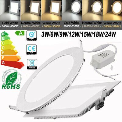 6W 9W 12W 15W 18W LED Recessed Ceiling Panel Down Lights Bulb Slim Lamp