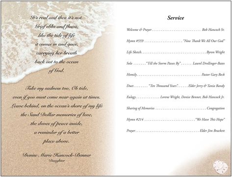 memorial service programs sample Janet Hancock\u0027s Funeral Program