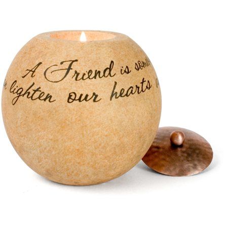 Pavilion Gift Company- Friend-Round Candle Holder 4.5 Inch, Beige