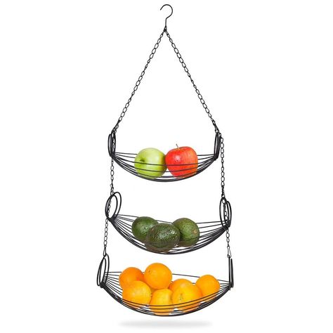 RSVP Bronze 3 Tier Hanging Woven Wire Metal Basket Fruit Vegetable Kitchen New RSVP Bronze 3 Tier Hanging Woven Wire Metal Basket Fruit Vegetable Kitchen New