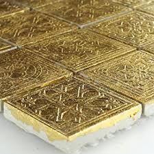 Glasmosaik Fliesen 23x23x8mm Gold Metall