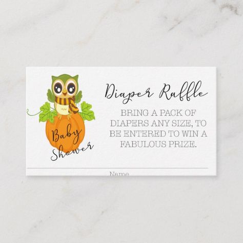 adorable owl on a pumpkin diaper raffle ticket enclosure card how to make a raffle ticket