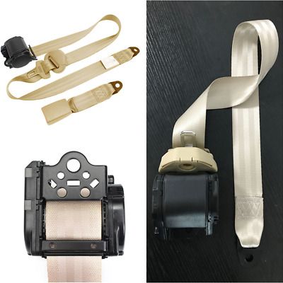 1pcs//Set Adjustable Beige Retractable Car Seat Belt Lap 3 Point Safety Universal