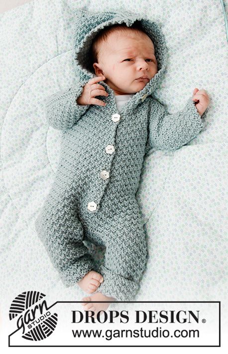 Knitted Suit For Baby In Drops Merino Extra Fine Piece Is Knitted