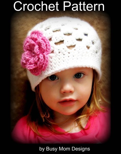 Crochet Pattern - Snuggly Earflap Hat with Flower - by Busy Mom Designs