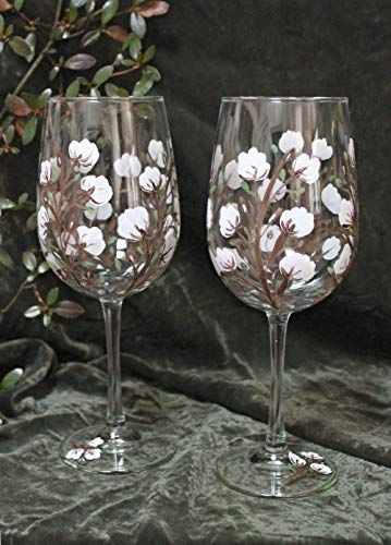 Set of 2 Hand Painted Wine Glasses Bluebonnets