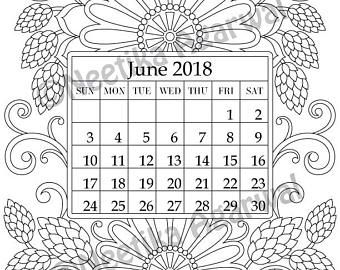June 2018 Coloring Page