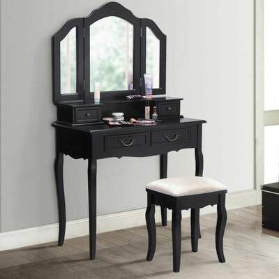 Contemporary cappuccino finish desk & chair vanity set. pinterest