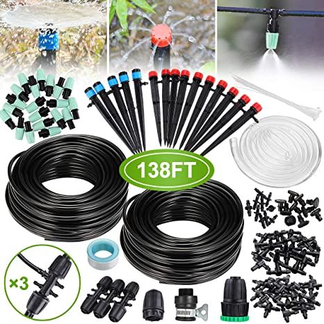 Com Micro Drip Irrigation Kit King Do Way 42m 138ft Garden System With Adjustab Micro Drip Irrigation Kit King Do Way, Patio Drip Irrigation System