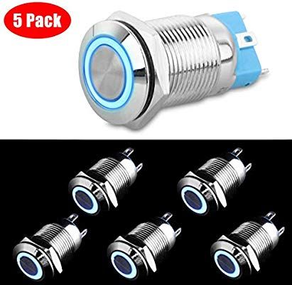  Linkstyle 5pcs Dc 12v 24v Metal Latching Push Button Switch 4 Car Rv Truck Boat Spdt On Off Switch Wa Led Lights Blue Led Light On Off Switch