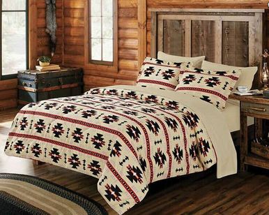 7 Pc Beige King Size Native Rustic Cabin Comforter Set Bedding