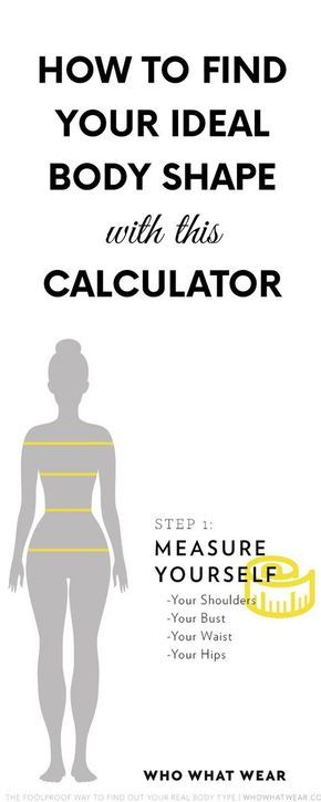 How To Find Your Ideal Body Shape with this Calculator Outfits, Fitness, Body Shape Chart, Body Shape Calculator, Hourglass Body Shape, Fitness Inspiration Body, Ideal Body, Rectangle Body Shape, Body Shapes Women