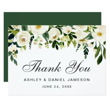 Stunning White Lily Green Personalized Wedding Thank You Cards Stunning White Lily Green Personalized Wedding Thank You Cards