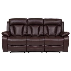 Magna Plus Leatherette Recliner Sofa 3 Seater Dark Brown Evok Reclining Reclining Sofa Recliner, Soft Leather Sofa Recliner