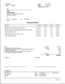 purchase orders samples