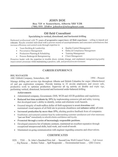 10 Oil Field Resume Examples Sample Resumes Oil Field - oil field resume 10 Oil Field Resume Examples Sample Resumes Oil Field - oil field resume