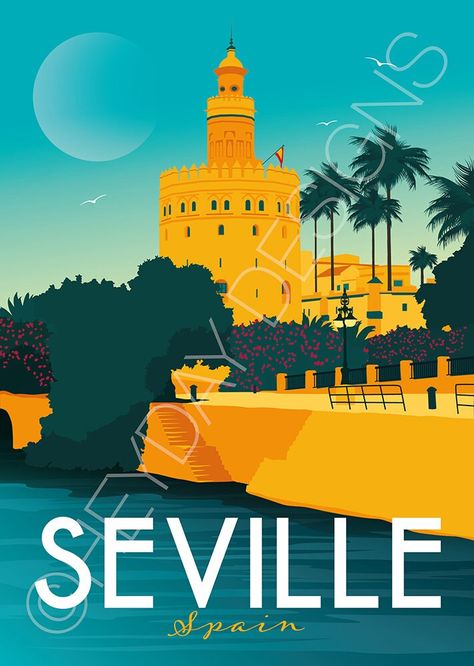 SEVILLE Spain Map Print Travel Nursery Decor A3 A2 A1 Wall Art A1 A2 A3 Sevilla Espana Travel Print Housewarming Gift