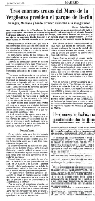 9 Noviembre 1990 Muro De Berlín Madre Monumento