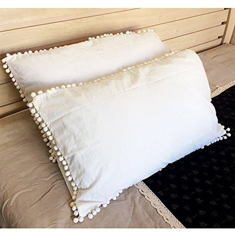 Washed Cotton Pillow Sham Fringe Rayroger Pom Pom Fringe Pillowcases